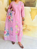 silk blended lavender churidar set