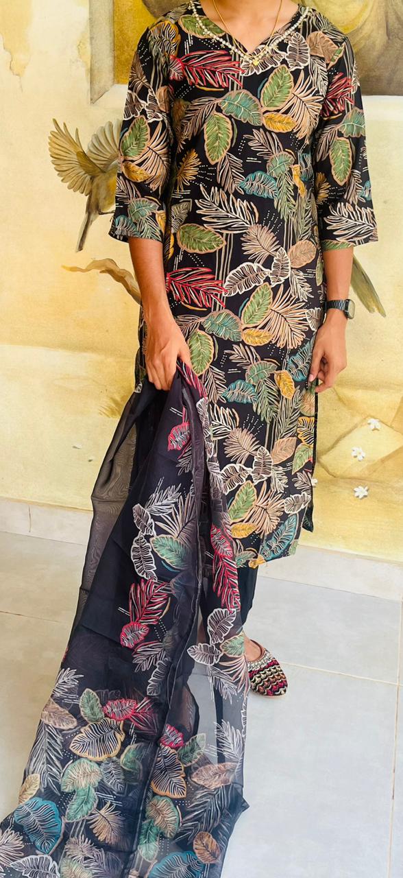 black daily wear kurta set